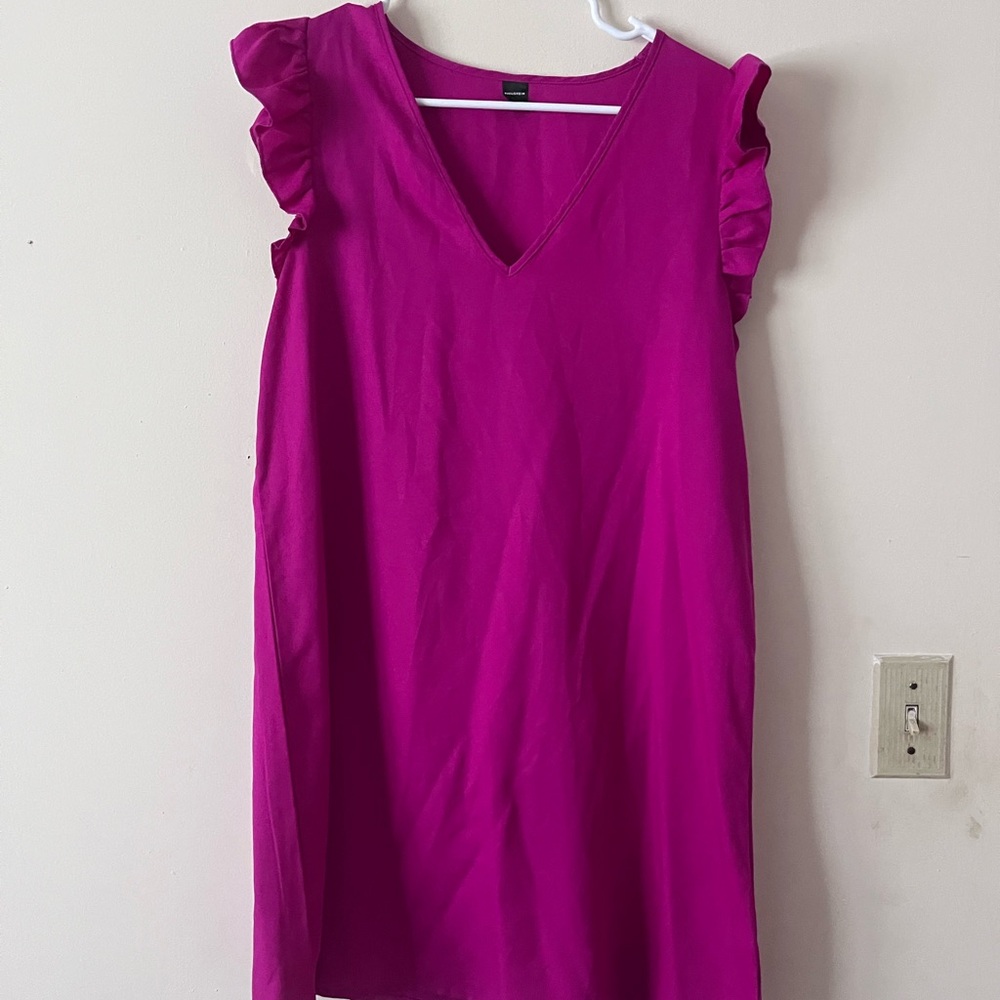Vibrant Pink Ruffle Sleeve Dress